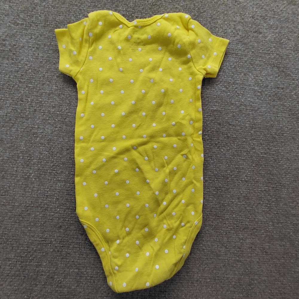 Carters, Small Wonders Baby‎ Girls 4 Bodysuits Polka Dot Yellow Blue Spring Set - Picture 6 of 11